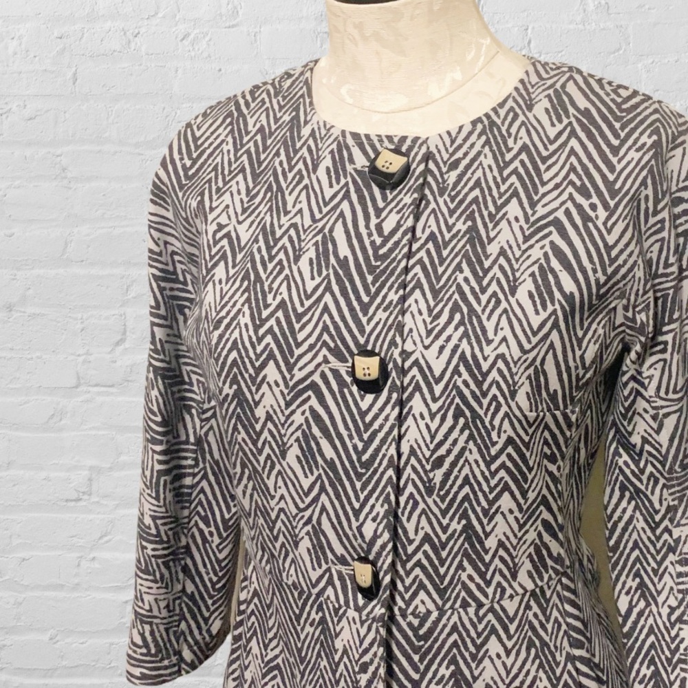 Cabi #3430 Zig Zag Fitted Coat Gray White Size XS - Picture 3 of 12